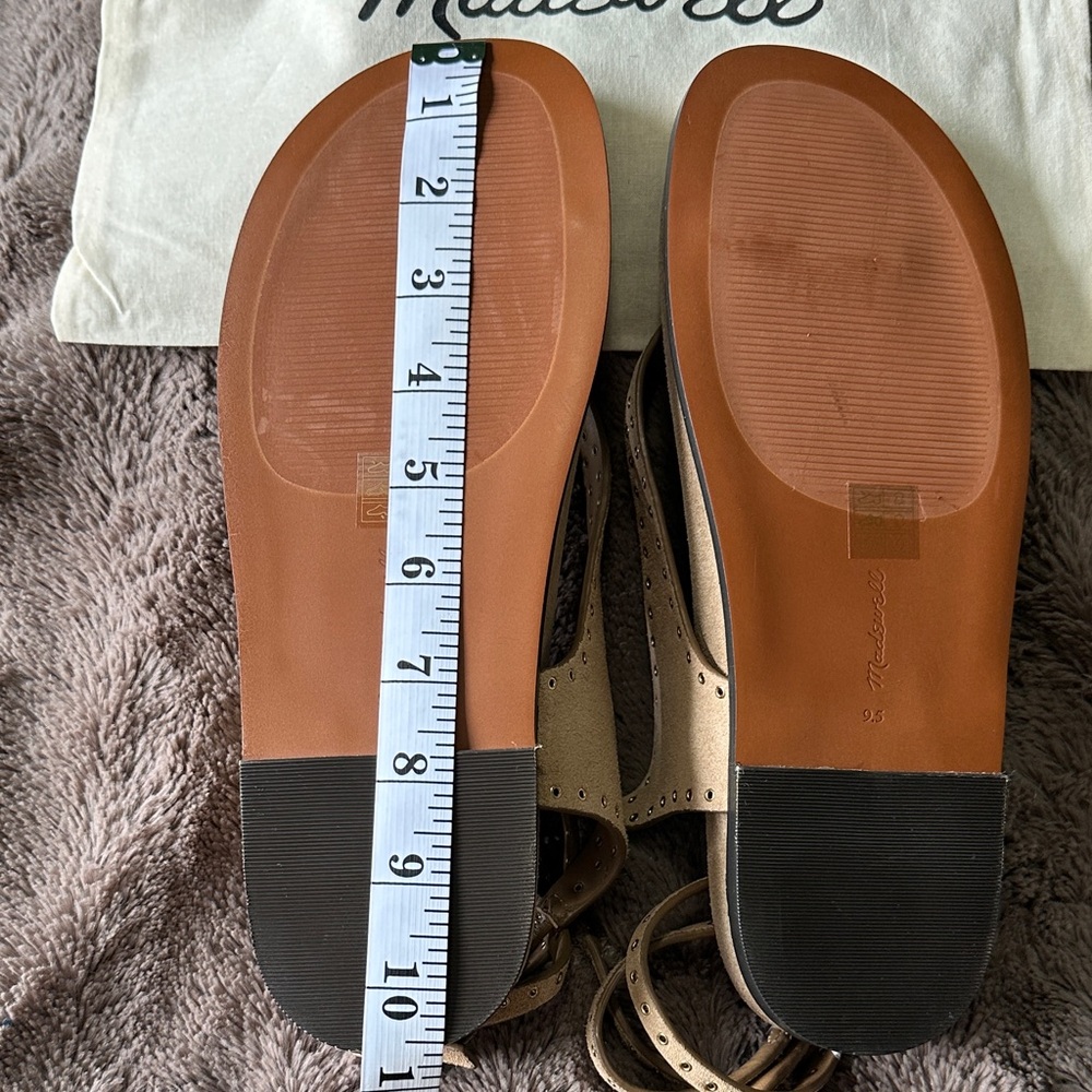 Madewell Tan Suede Ankle-Strap Thong Sandals - Picture 8 of 10
